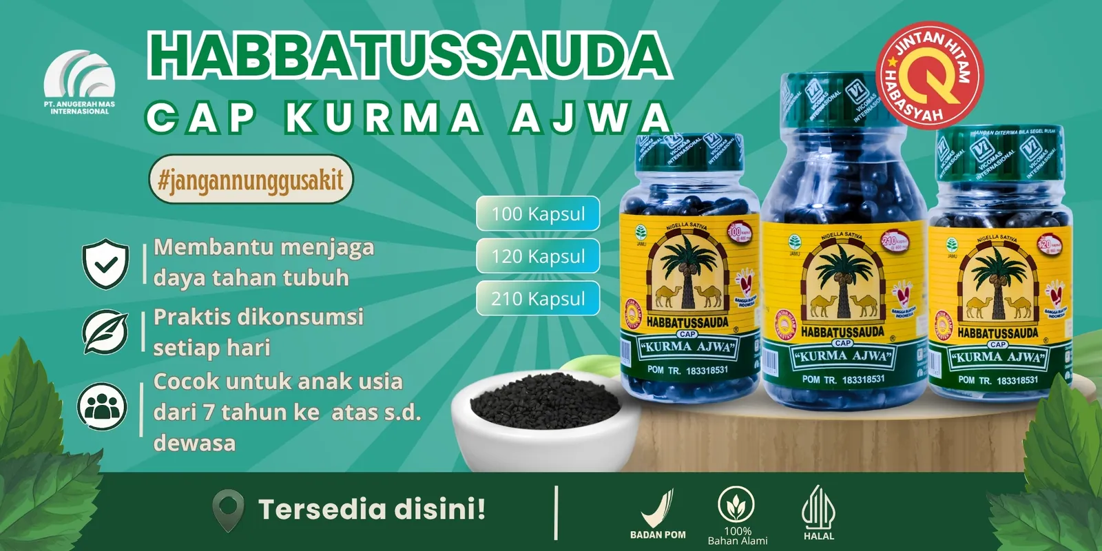 Promo harga agen produk herbal AMI — Habbatussauda dan Sari Kurma